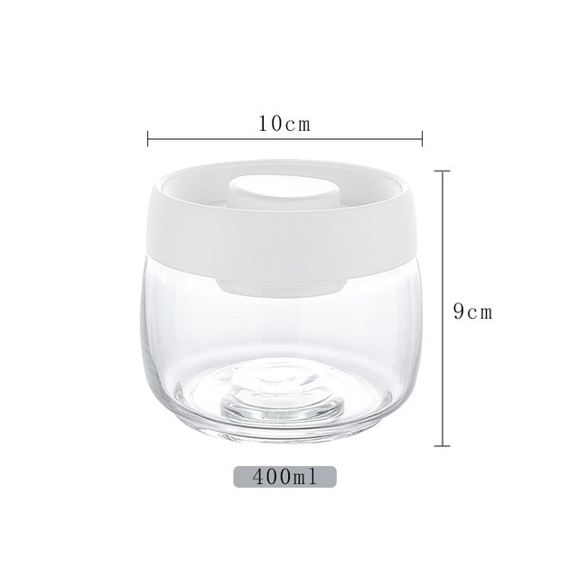Vacuum storage bottle sealed glass bottle coffee storage jar food container storage tank kitchen storage tank transparent: 400ml