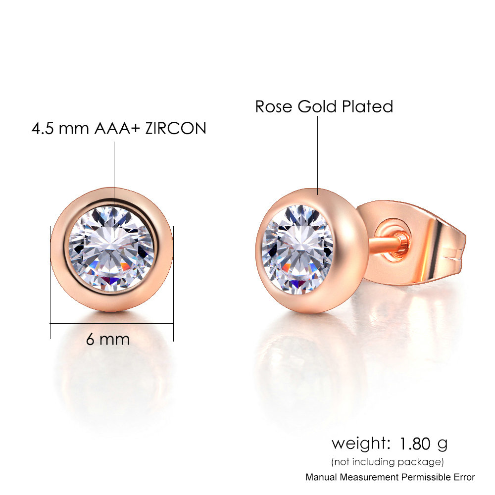 Piercing boucles d'oreilles pour femmes Style coréen Simple rond Zircon couleur or Rose accessoires de noël bijoux E496
