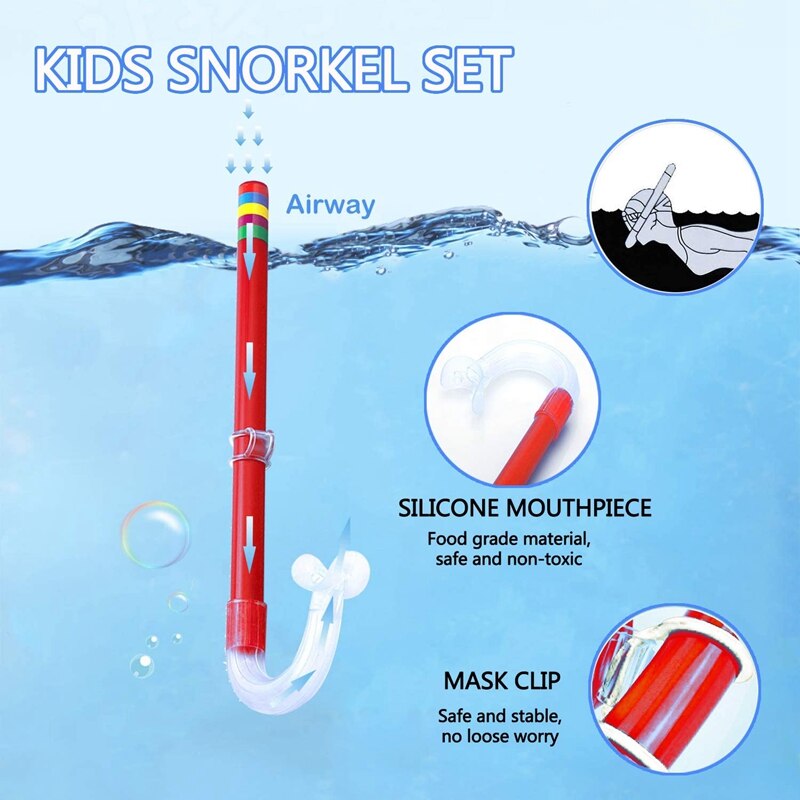 Kids Snorkel Set Snorkeling Gear Scuba Diving Snorkeling Glasses Set Semi-Dry Snorkel Equipment for Boys Girls