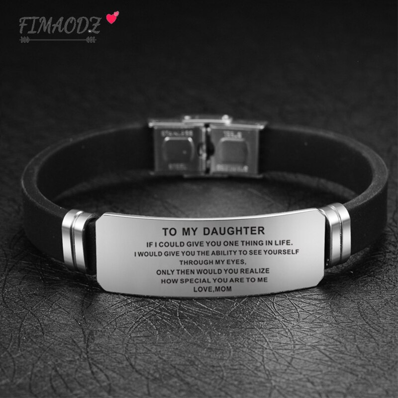 FIMAODZ To My Daughter Bracelet How Special You Are To Me Love You Black Silicone Bangle Bracelets for Girls Kids Birthday