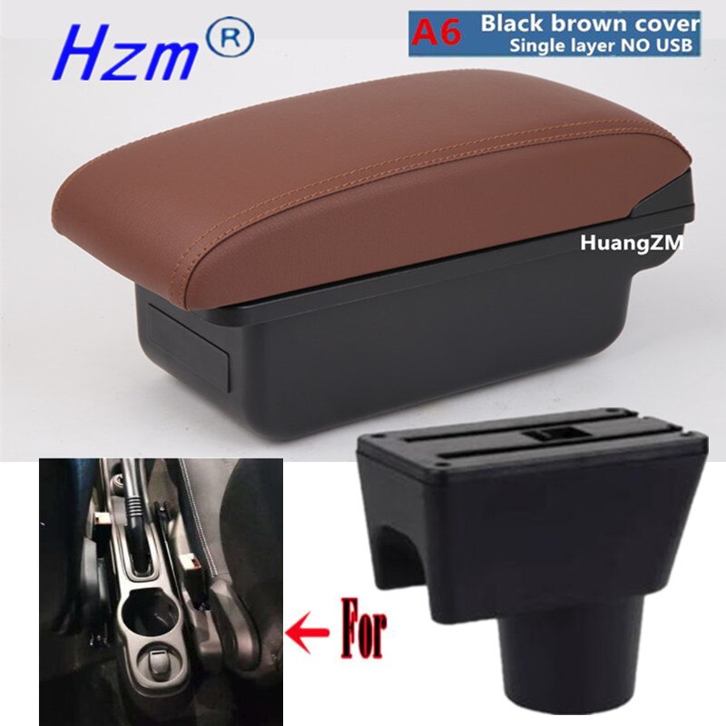 For Renault Dacia Duster I armrest box For Renault Duster Center Storage box car accessories Interior With USB LED: A6 brown No USB