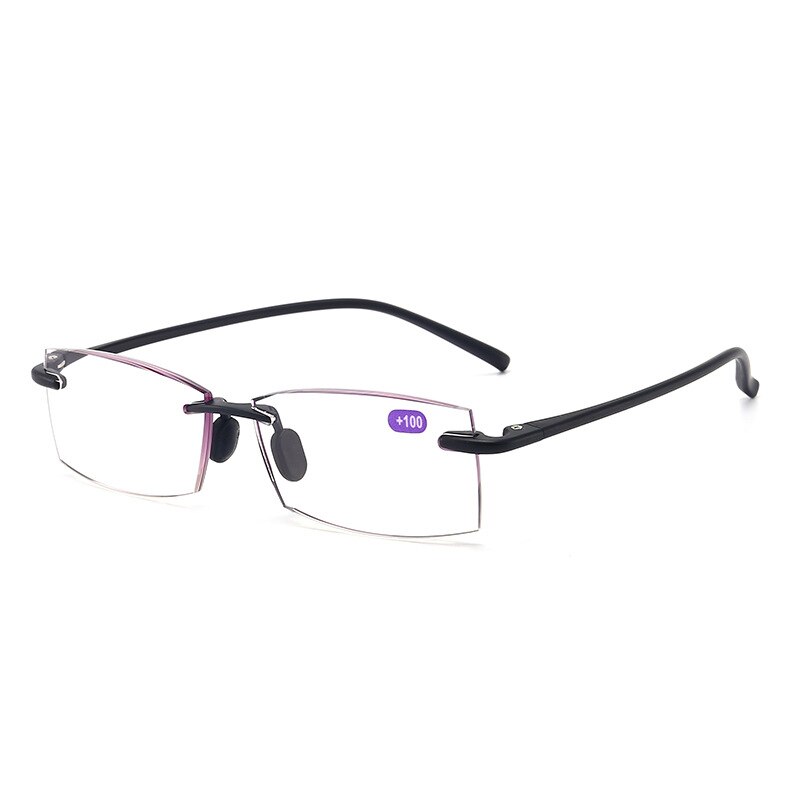 Zilead Anti Blue Light Presbyopic Glasses Frameless Clear Lens Comfortable With Spectacle Case For Women Men +4.0