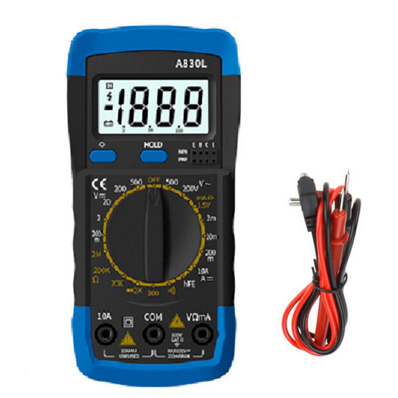 A830L LCD Digital Multimeter AC DC Voltage Diode Frequency Multitester Current Tester Luminous Display With Buzzer Function-1: white gray A830L