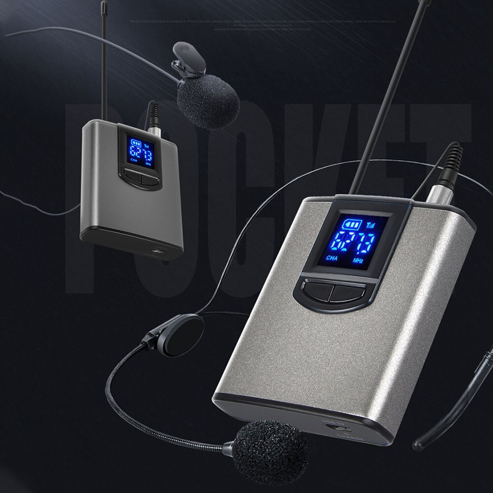 UHF Wireless System Microphone Headset Lapel Mic Receiver Transmitter for Voice Amplifier Speaker Teacher Tour Guide