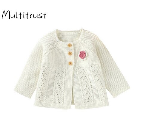 freundlicher freundlicher zur Seite fahren Herbst Baby Mädchen Blumen Hohl  Strickjacke lässig Oberbekleidung Mantel Kleidung