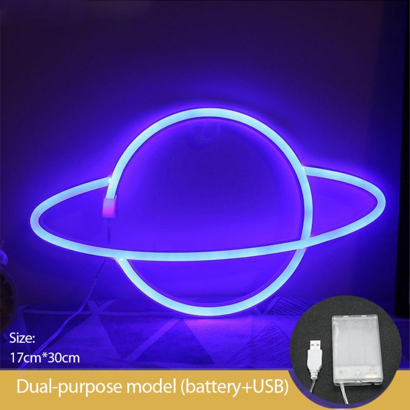 Luz de neón creativa con forma de Planeta, señal de Led neón USB/batería para dormitorio, en casa, decoración de boda, , lámpara de noche
