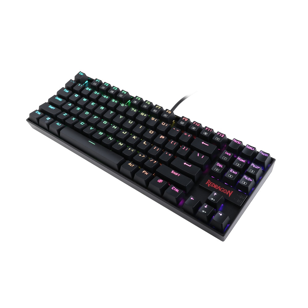 Redragon k552 teclado de jogo, teclado mecânico 87 teclas rgbled retroiluminado para computador mecânico com interruptores azuis