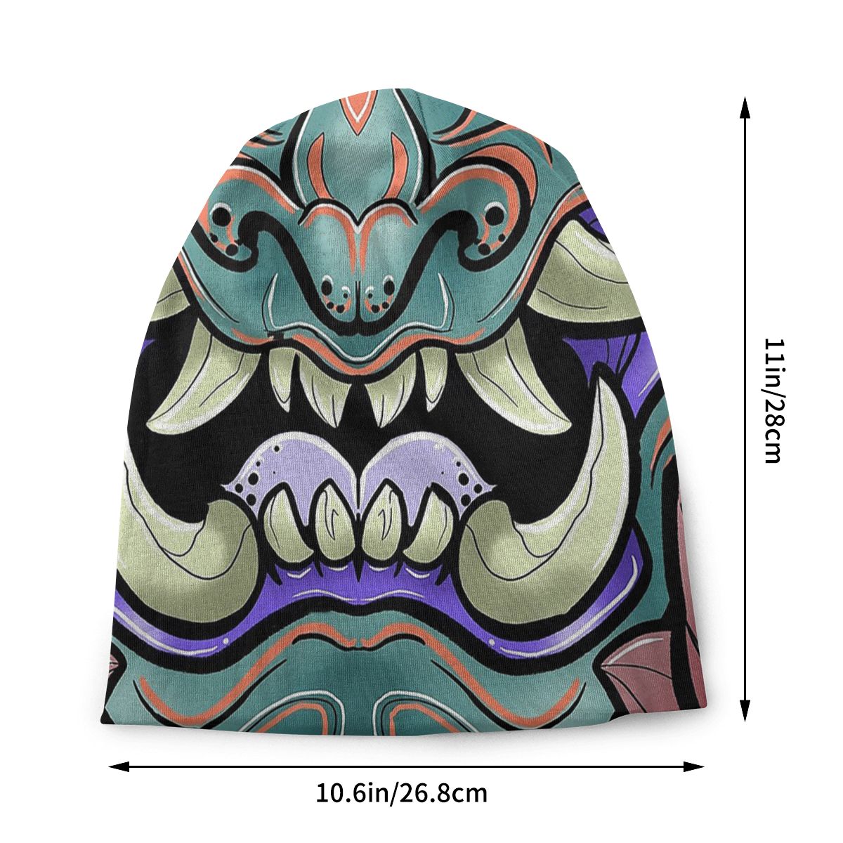 Oni Face Oni Demon Japanese Fangs Samurai Japan Cap Hip Hop Ski Skullies Beanies Hats Male Warm Multifunction Bonnet Knit Hat