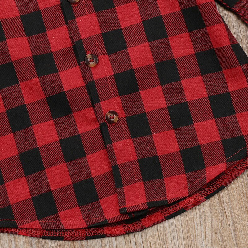 Red Plaid Kleinkind, Kinder, Junge Mädchen Langarm Zurück Brief Drucken Überprüfen Blusa T-shirt T Tops Kleidung 2-7Y