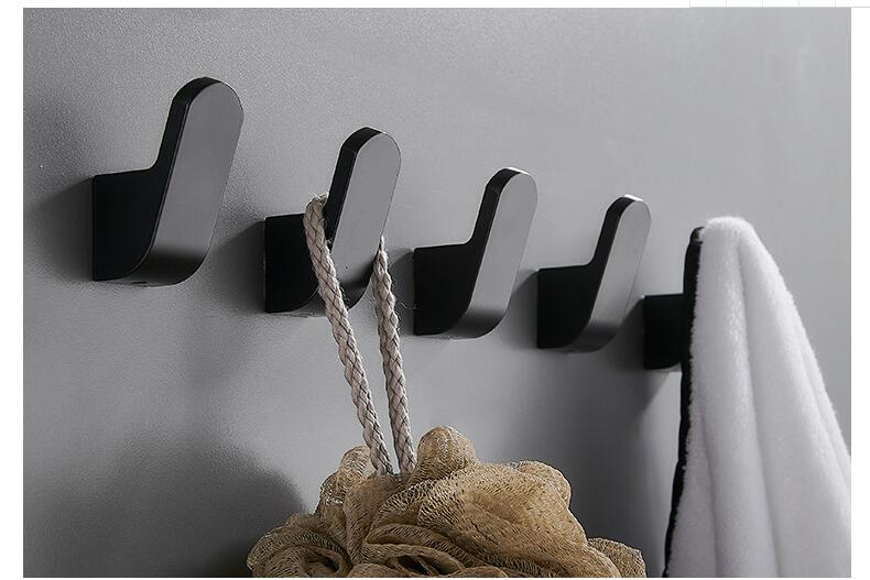 Crochet mural en laiton brossé pour serviette de bain | Crochet noir/blanc pour Robe de cuisine, porte-chapeau pour clés, crochet à vêtements 5 couleurs: black