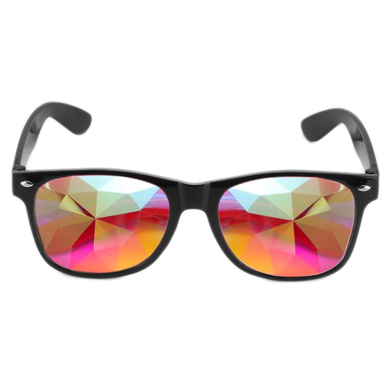 Kaleidoscope Glasses - Rainbow Prism Rave Festival Eyewear - Red & Blue 3D Effect for EDM Parties: Black