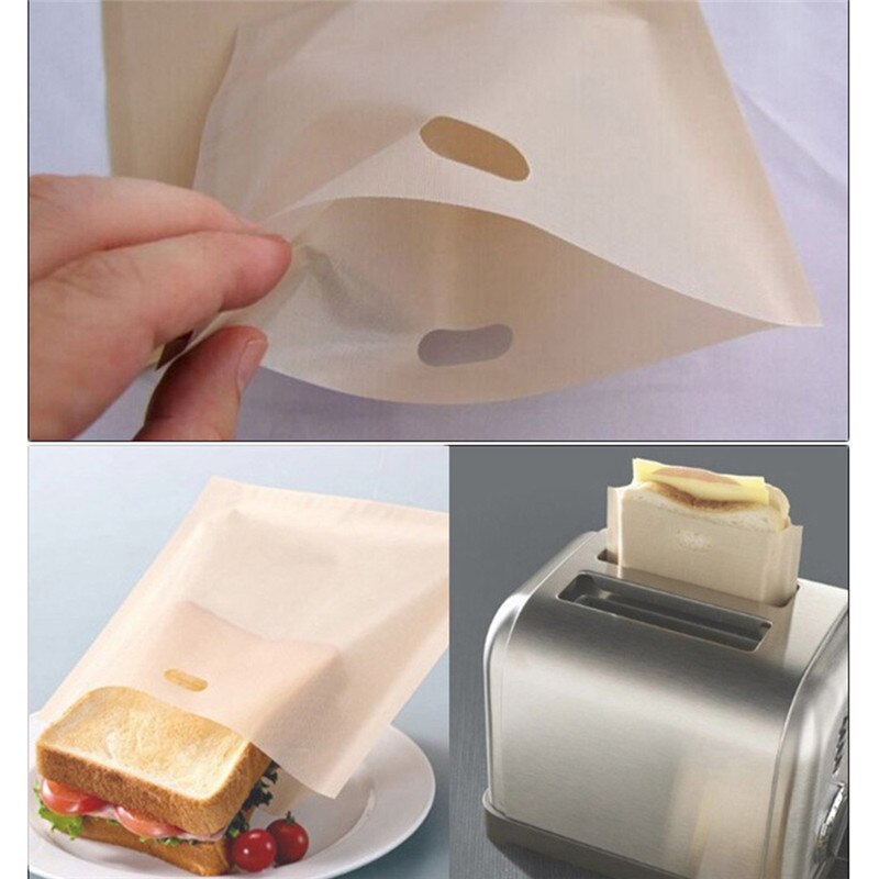 2 stk genanvendelig højtemperatur teflon toastpose non-stick mikrobølgetaske grillpose