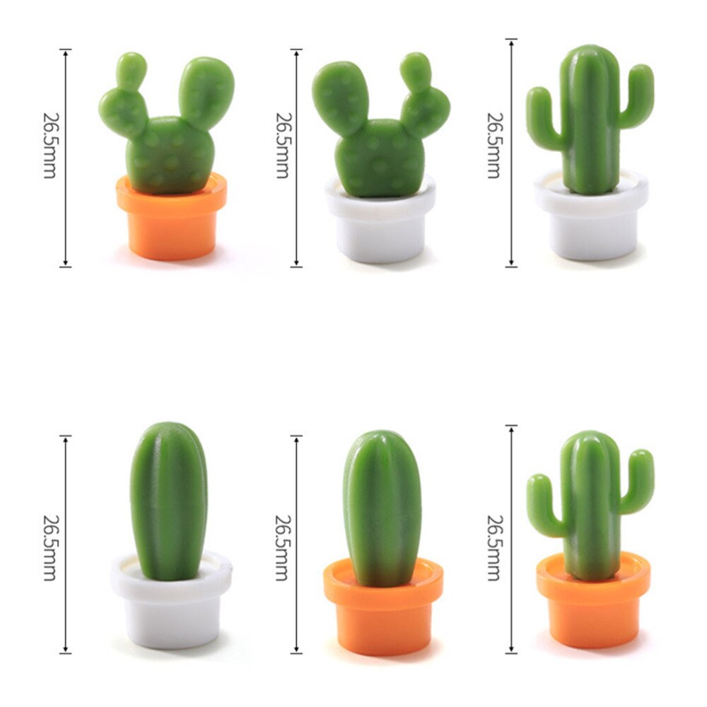 6pcs Magnetic Fridge Stickers 3D Decorations Whiteboard Magnets Picture Clip(White Base)