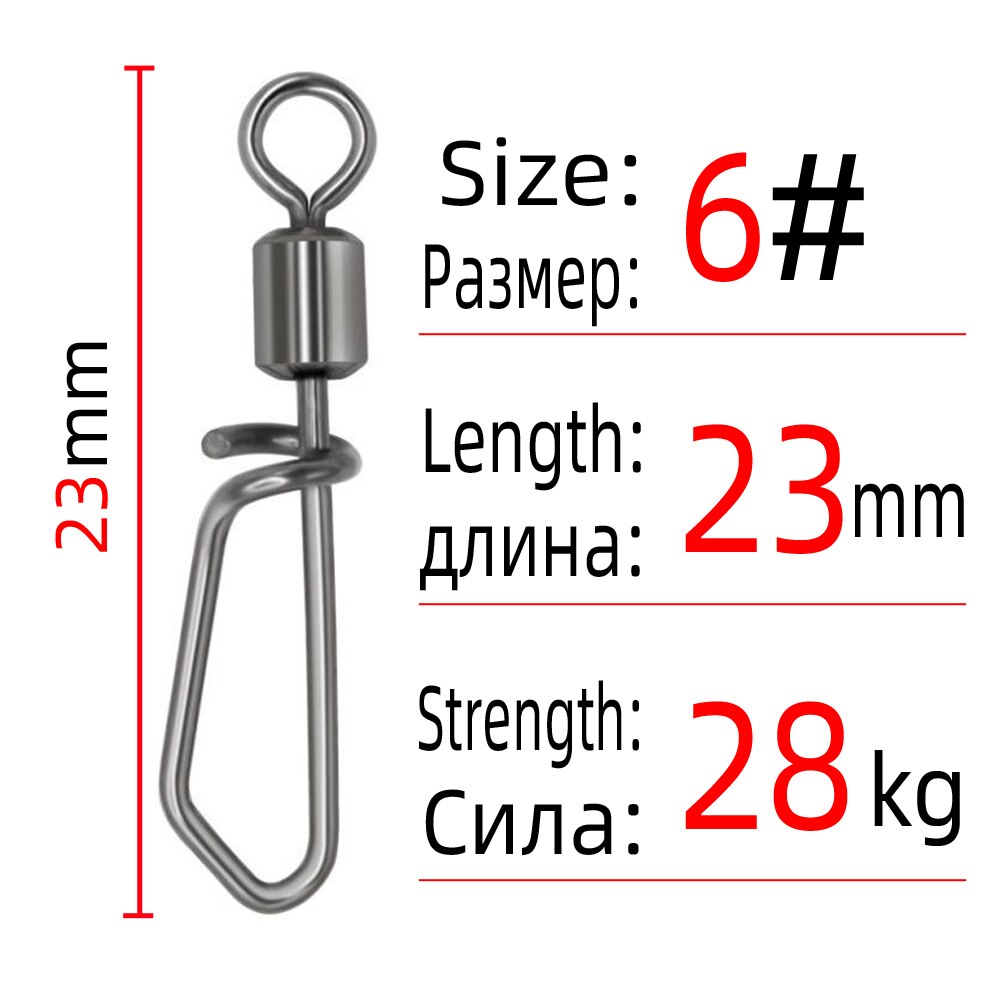 Dndyuju 20 stk fiskeswivels&amp;snapp-kobling tønnesvivler rullende t-form snapp fiskeutstyr fiskeswivel pesc tilbehør: 20 stk størrelse 6