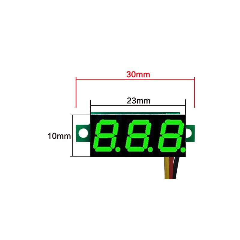 3 wire 0.28 tommer  dc 0-100v mini led display gauge spændingsmåler voltmeter værktøj målehastighed 200ms/ nøjagtighed: Grøn