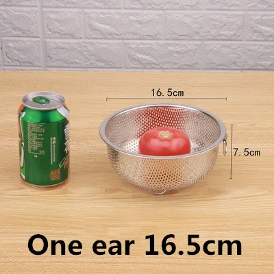 stainless steel round hole basket fruit drain rice Mesh Sifter Colander Strainer Sieve Rice Food Basket Cleaning Kitchen Clips: black