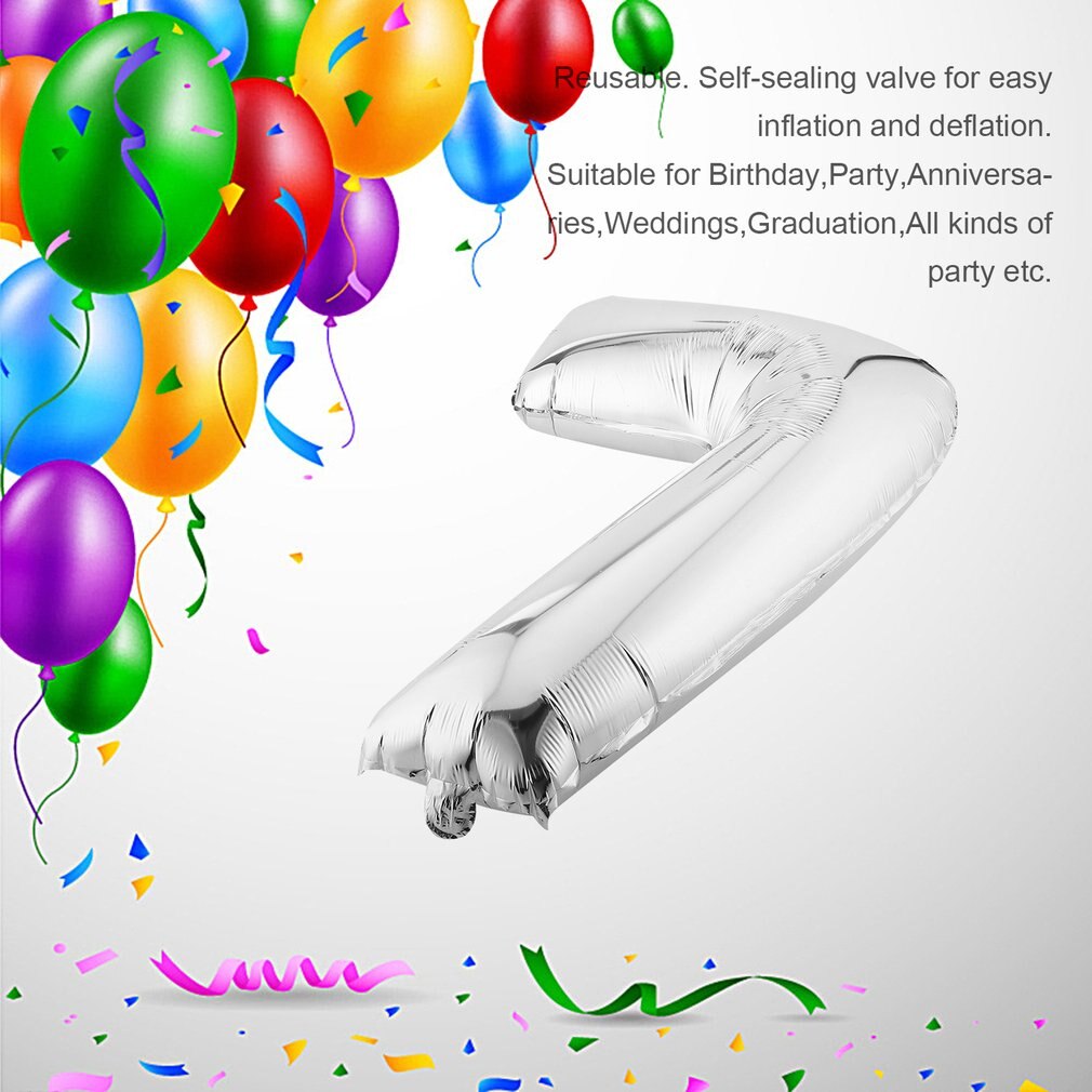 40 Inch Gold Silver Numbers Foil Balloon Digit Air Mylar Ballons Birthday Party Wedding Decoration Event Party Supplies