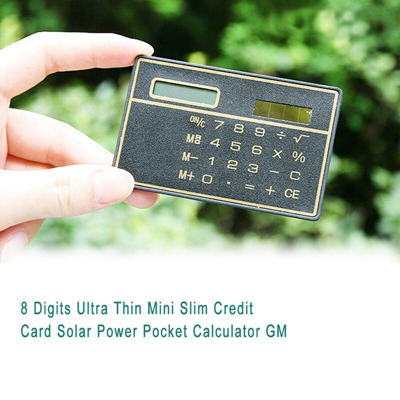 Useful 8 Digits Ultra Thin Mini Slim Credit Card Solar Power Pocket Calculator Random Color