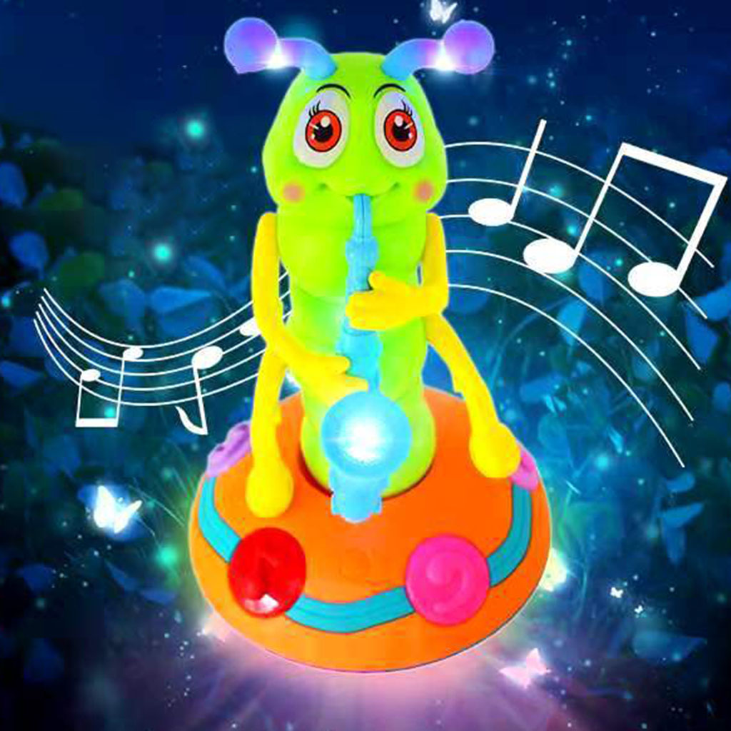 Electric Caterpillar Toy Dancing Saxophone Caterpillar Funny Electric Music Toys Learning Developmental Toy