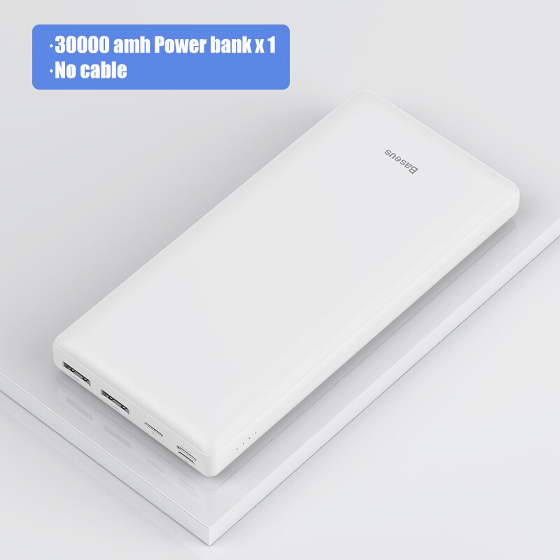 Baseus Energie Bank 30000mAh USB C Schnelle Aufladen Energie Tragbare Externe Batterie Ladegerät Für iPhone 1112 Profi Xiaomi Pover Bank: Weiß Energie Bank