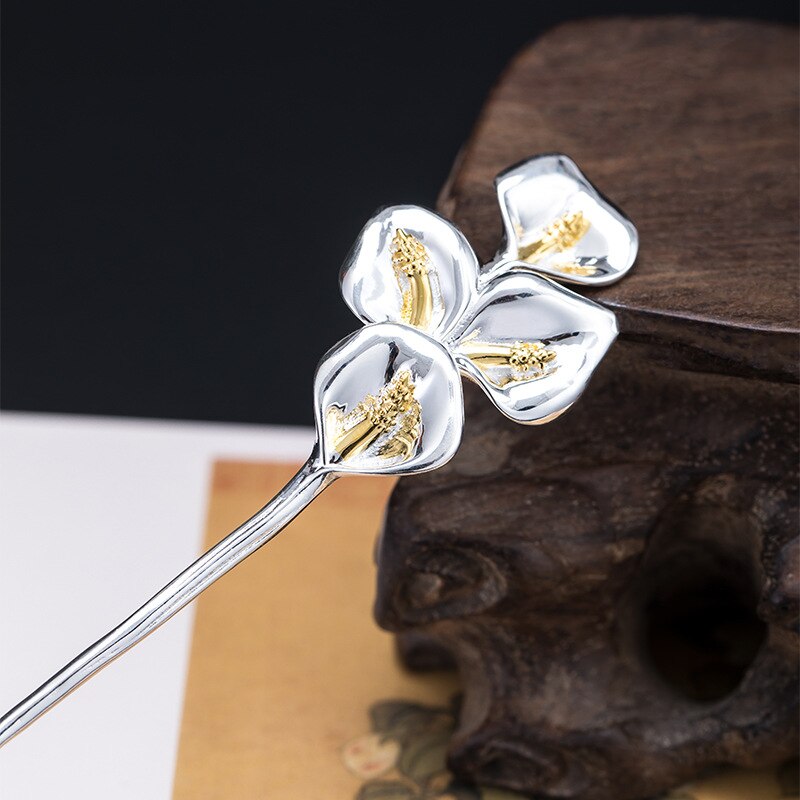 S925 Sterling silber calla Lilie haarnadel weibliche 2022 neue kostüm Hanfu kopfschmuck retro Palast Lotus haarnadel