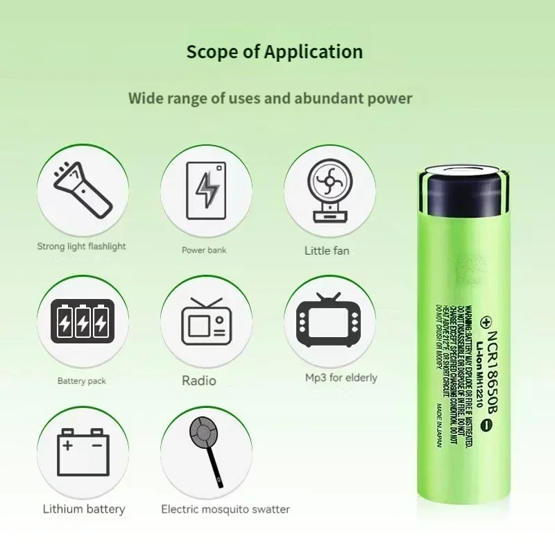 NCR18650B 3400mAh battery brand original 3.7V 12A discharge rechargeable lithium battery flashlight battery+USB charger