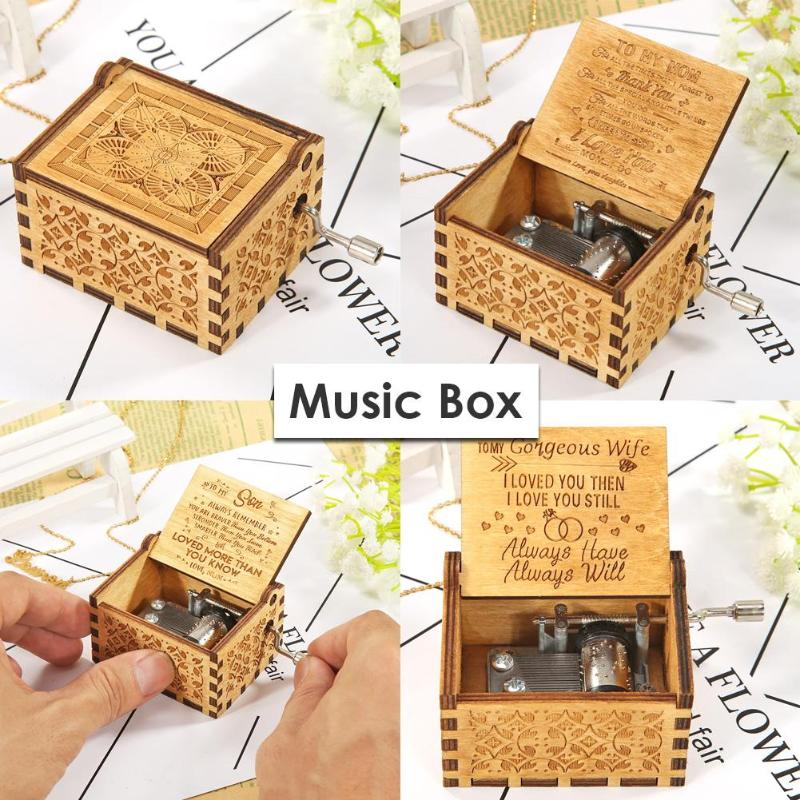 Antique Wood Music Box Hand Cranked Musical Case Home Retro Ornament Original Manual Crank Music Box Exquisite Appearance