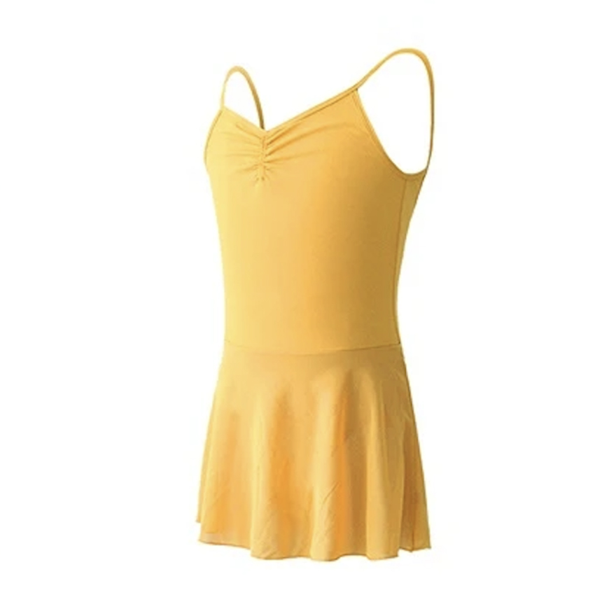 Zomer Dansen Jurk Voor Kinderen Meisje Backless Dans Turnpakje Met Rok Voor Etnische Ballet Dans Kostuums Gymnastiek Spaghetti Band: M / YELLOW