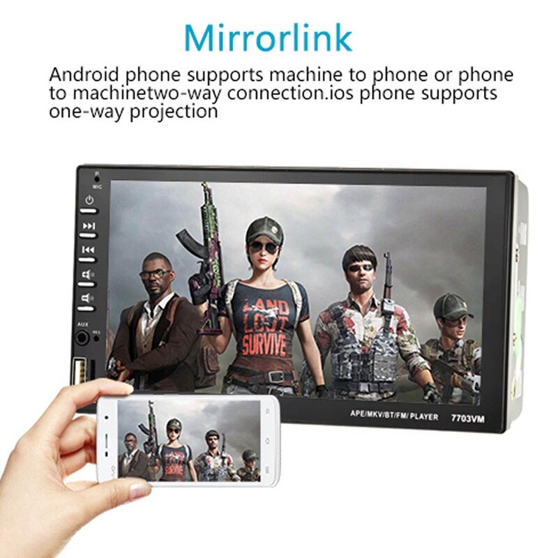 7inch Car Stereo 2 Din HD Bluetooth MP5 Video Digital Player Support D-Bus Mirror Link Wireless Remote Control Hands Free Multim