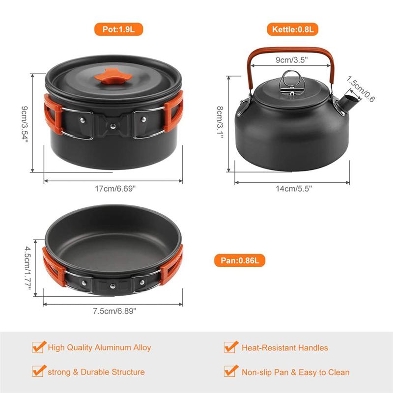 1 Set Van Compacte Draagbare Kookgerei Servies Set Voor Camping Outdoor