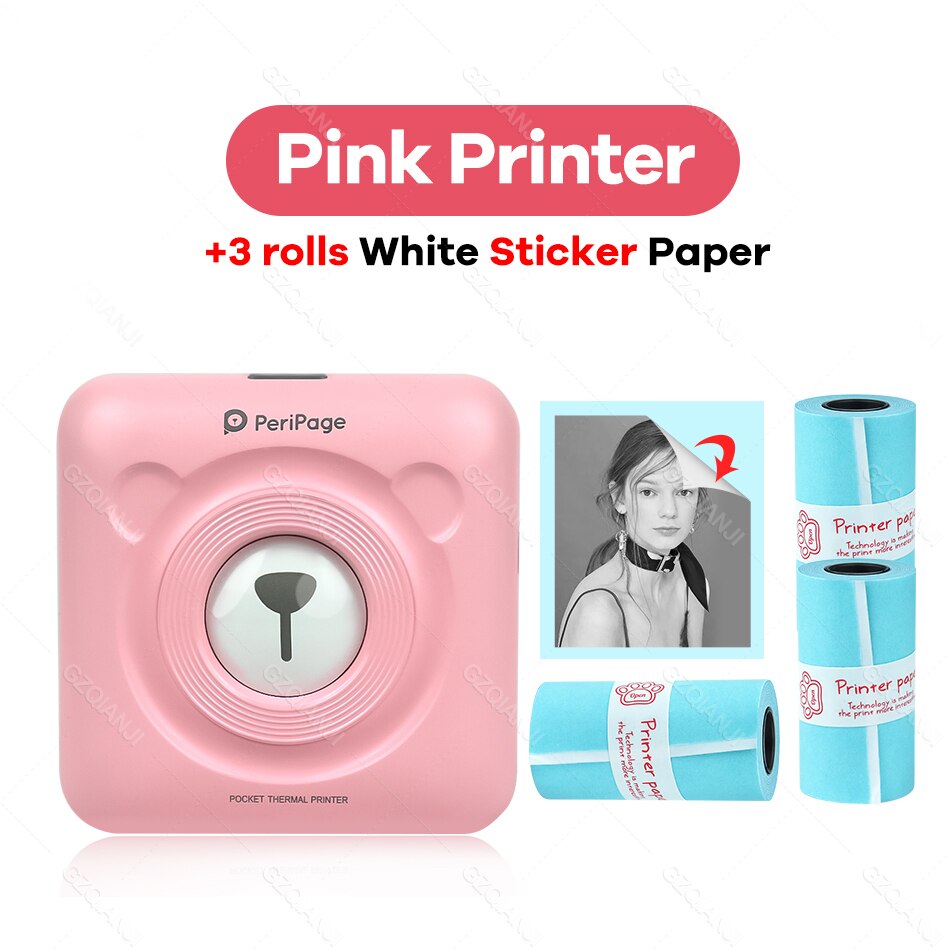 Peripage – Mini-imprimante Photo Portable sans fil A6, 58mm, avec étiquette autocollante et Notes,: PK add 3 Sticker
