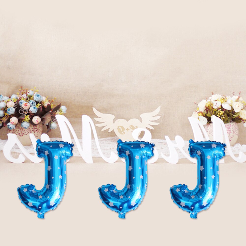 16Inch Brief J Aluminiumfolie Ballonnen Letters Mylar Ballonnen Voor Bruiloft Verjaardag Anniversary Party Viering (Blauw