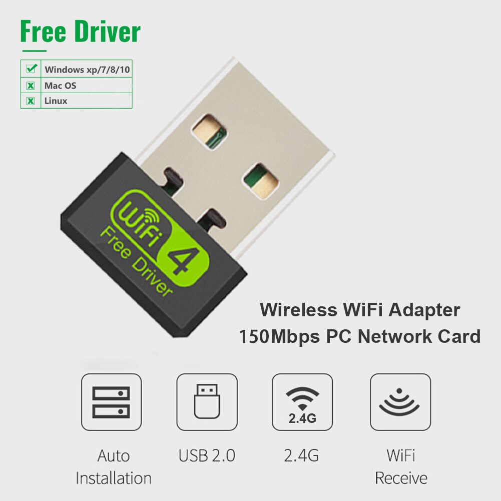 Nowy Adapter USB Wifi 300 mb/s 2.4G 5G bezprzewodowa karta sieciowa 802.11n WIFI bezpłatny sterownik odbiornik Wifi Dongle na PC Laptop 150 mb/s: 150M