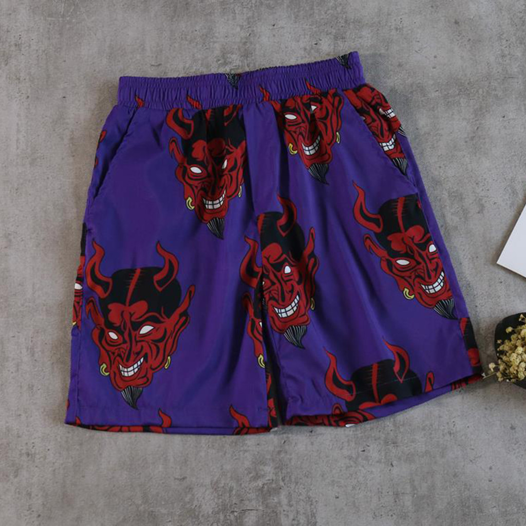 Shorts mænd djævel fuldt print elastisk talje sommershorts mænd hiphop harajuku mænd afslappede shorts streetwear kort masculino 2063: Pp / Xxl