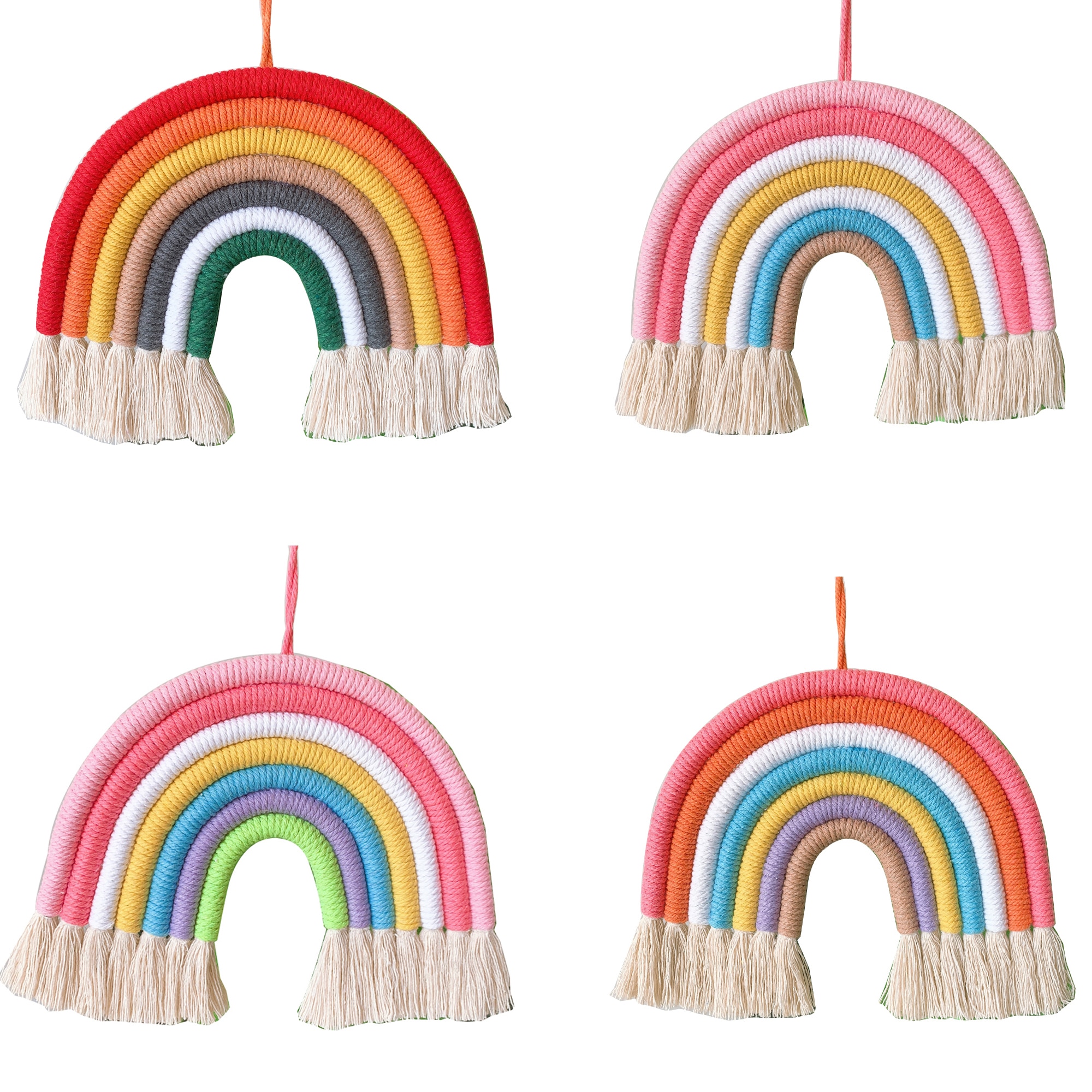 Bébé chambre décoration bricolage corde arc-en-ciel jouet tenture murale nordique tissé à la main arc-en-ciel ornements bébé chambre décor Photo accessoires