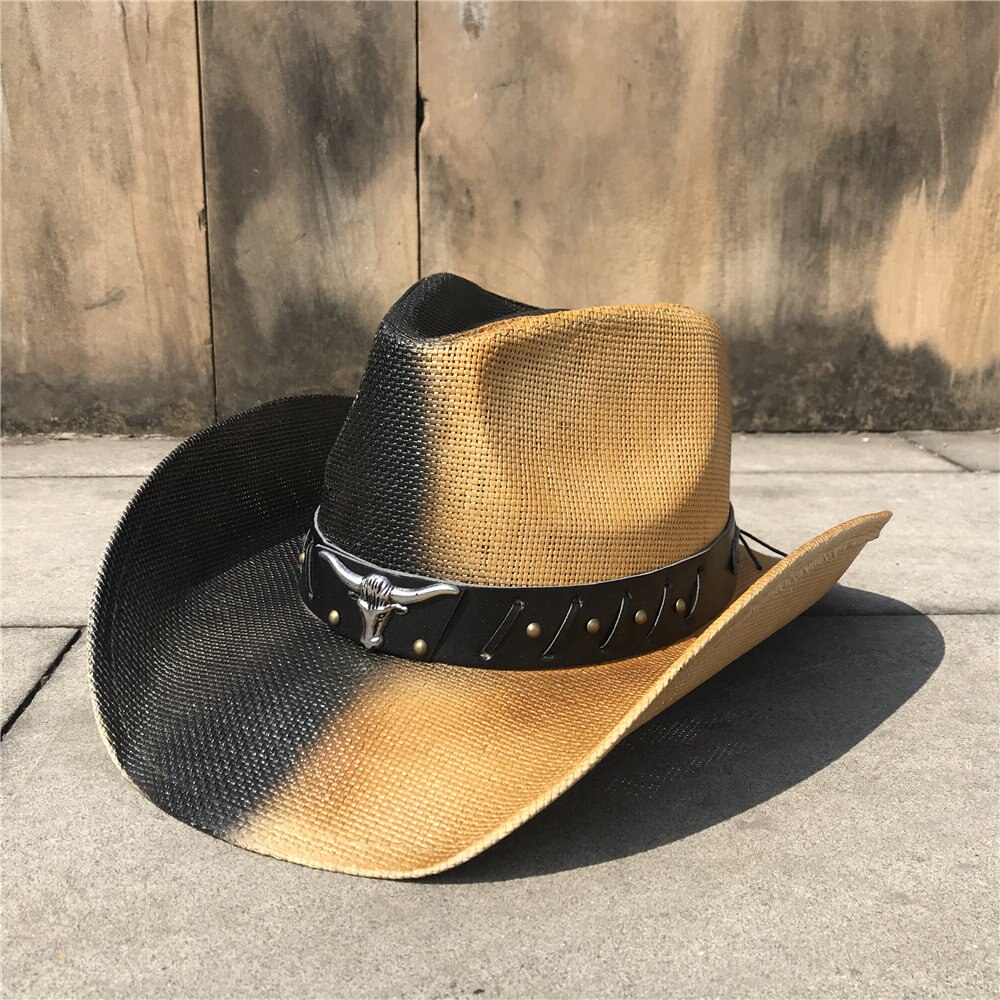 Mode Zomer Vrouwen Mannen Hollow Western Cowboy Hoed Vader Schipper Sombrero Hombre Hoed Dubbele Kleur Sunbonnet Zonnehoed
