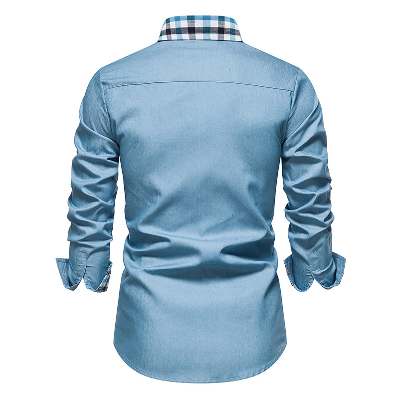 2022 efterår mænd & #39 ;s afslappet formel skjorte knap op skjorte langærmet denim arbejdsskjorte