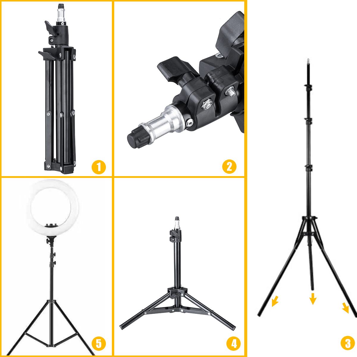 Photography Studio Adjustable Max 200CM Light Stand Tripod Interface standard 1/4 interface For Camera Photo Softbox Light Stand