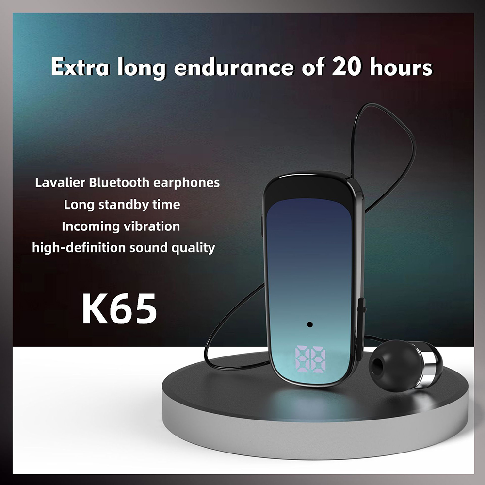 Écouteurs Bluetooth avec fil rétractable, casque avec fil, musique professionnelle, rappel de vibration 20h, allergique, 2 téléphones
