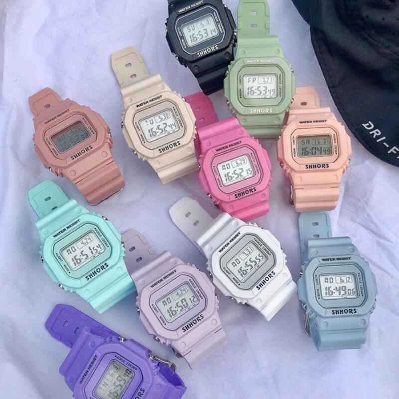 Transparent digital lysande klocka fyrkantig kvinnor klockor sport elektronisk armbandsur reloj mujer klocka