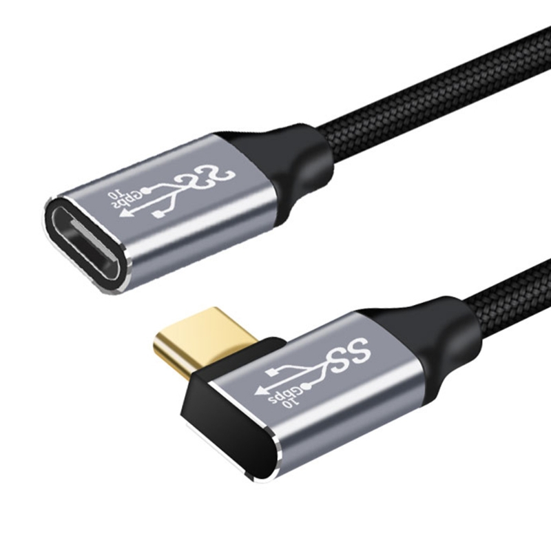 Cable de extensión USB C, Gen 2, 90 grados, 100W, USB-C, 3,1, macho a 4K, hembra, extensor tipo C