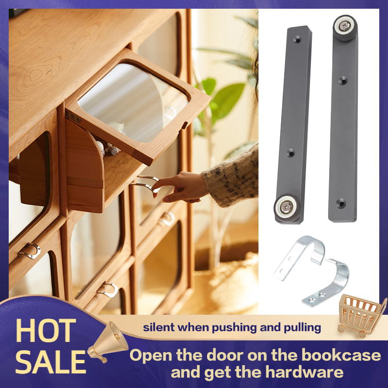 Upflip Hidden Door Sliding Track Bookcase Cabinet Rail Flat Push Hidden Track Home Hardware Hings for Wooden Wardrobe