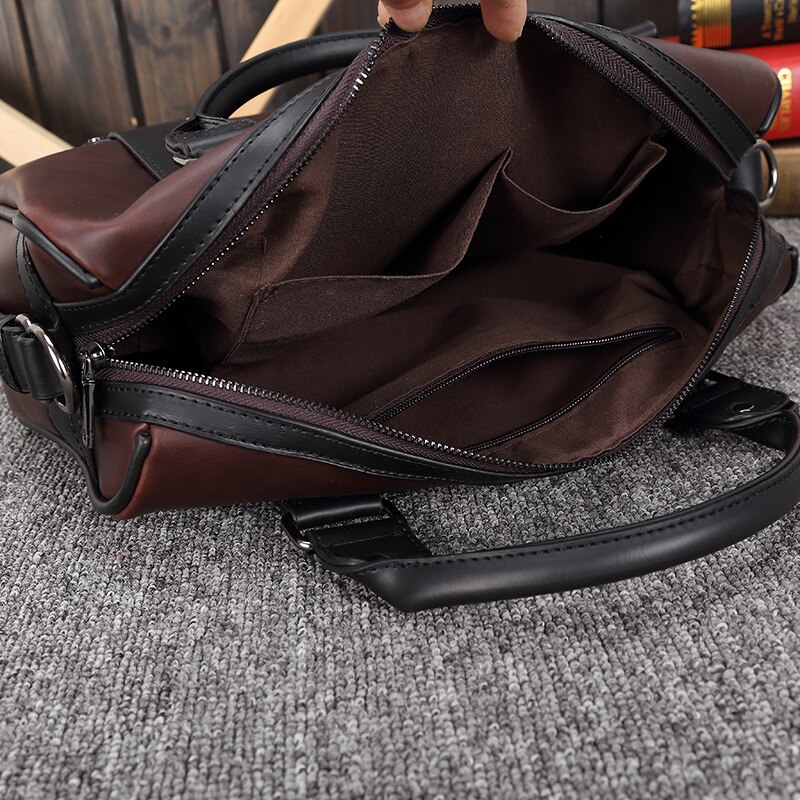 Folder File Bag Men's Handbag Laptop Bag Solid Zipper Retro Bag Briefcase Multifuctional Large Capacity Bag Office SuppliesLD055