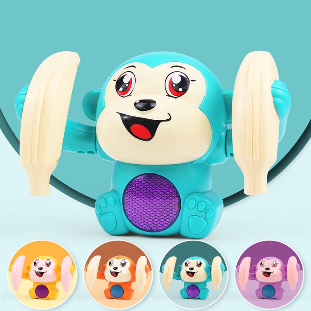 Baby Voice Control Rolling Little Monkey Toy Walk Sing Brain Game Electric Toys