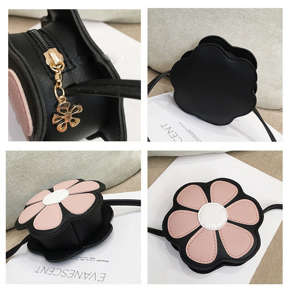 Sommer børn søde håndtasker blomsterformede punge pu læder skulder crossbody taske til børn småbørn piger