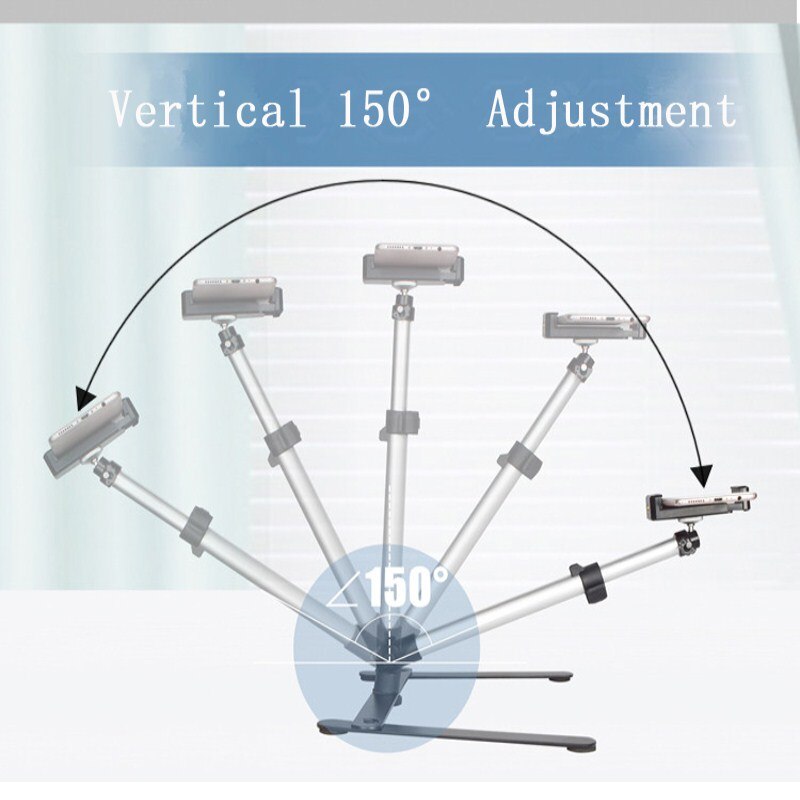 Photography Adjustable Table Top Mini Monopod Set Aluminum Alloy Stand+Phone Clip Fill-In Light Bluetooth Control