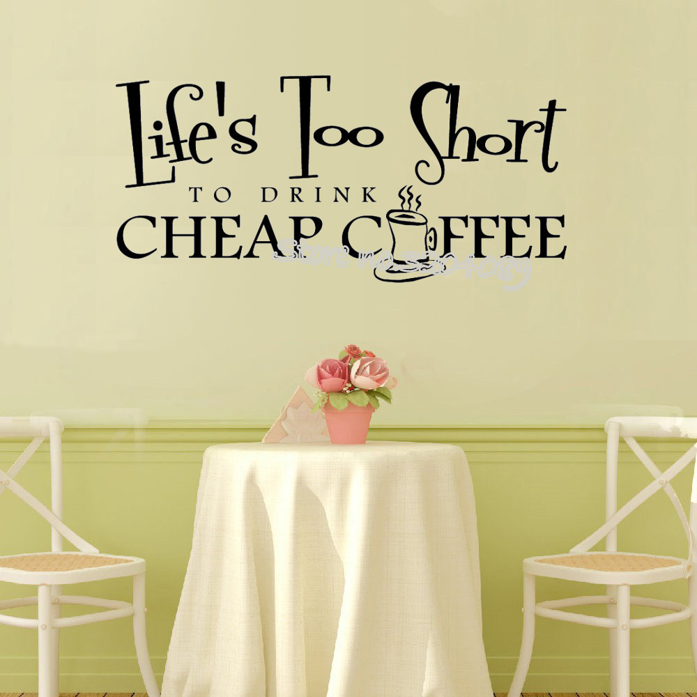 Life is too short to drink coffee Quotes Wall Sticker Kitchen coffee shop Window living room Home Decor vinyl decals EA091