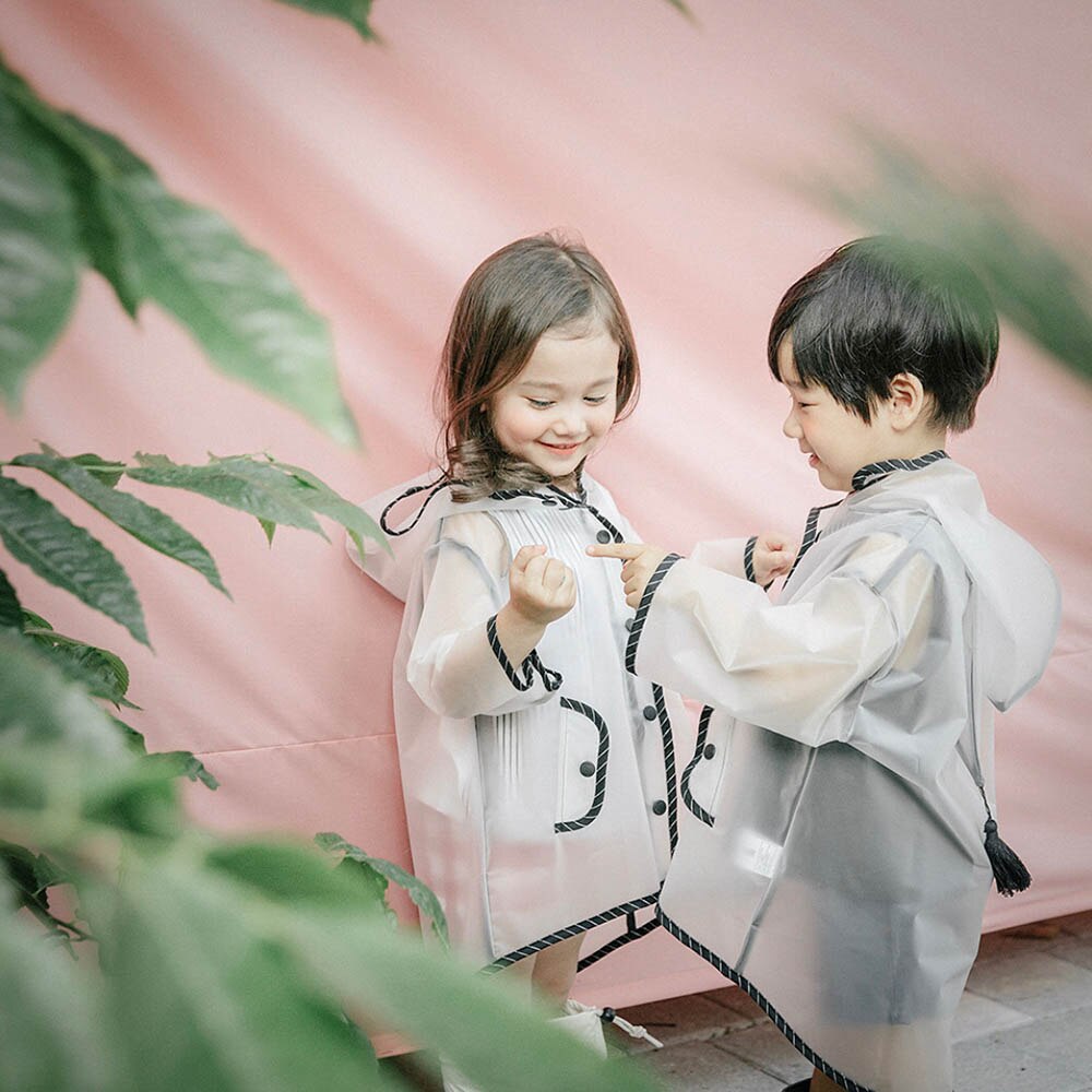 Chubasquero transparente de goma EVA para niños, chubasquero con capucha para exteriores, impermeable para niños niñas niño pequeño, chubasquero para niños