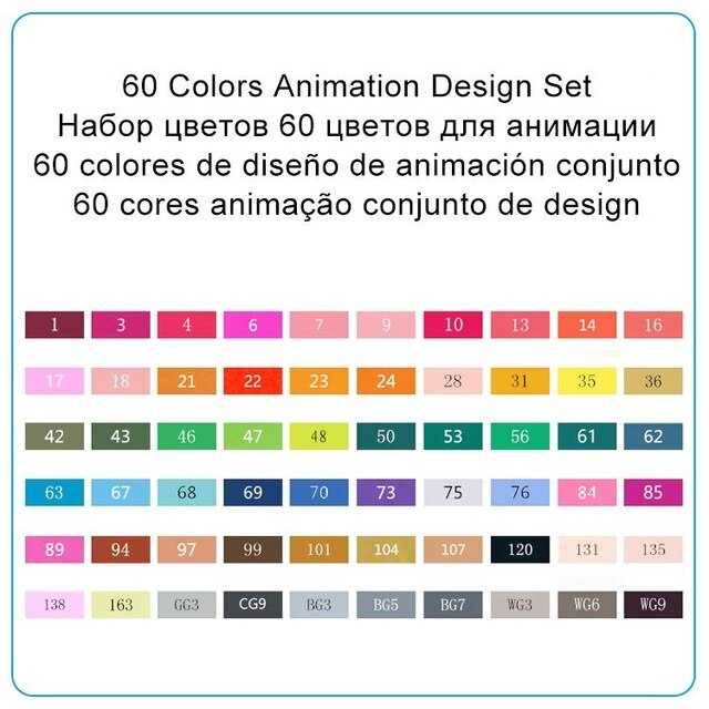 TOUCHNEW 30/40/60/80 Colors Art Markers Alcohol Based Markers Drawing Pen Set Manga Dual Headed Art Sketch Marker Pens: 60 Colors Animation