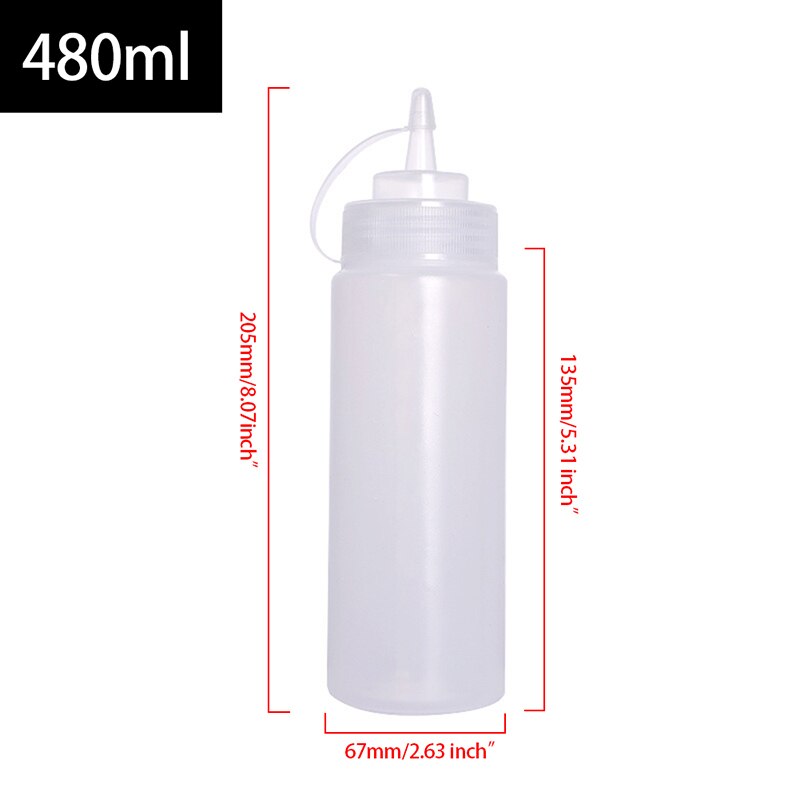 Plastic Squeeze Squirt Condiment Bottles with Cap Leak Proof Refillable Condiment Container for Kitchen Ketchup Mustard Sauces: white-480ml